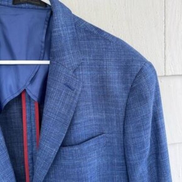 TailoRED Loro Piana Summertime Wool Silk Linen Sport Coat Blazer Blue size 40R - Picture 7 of 10